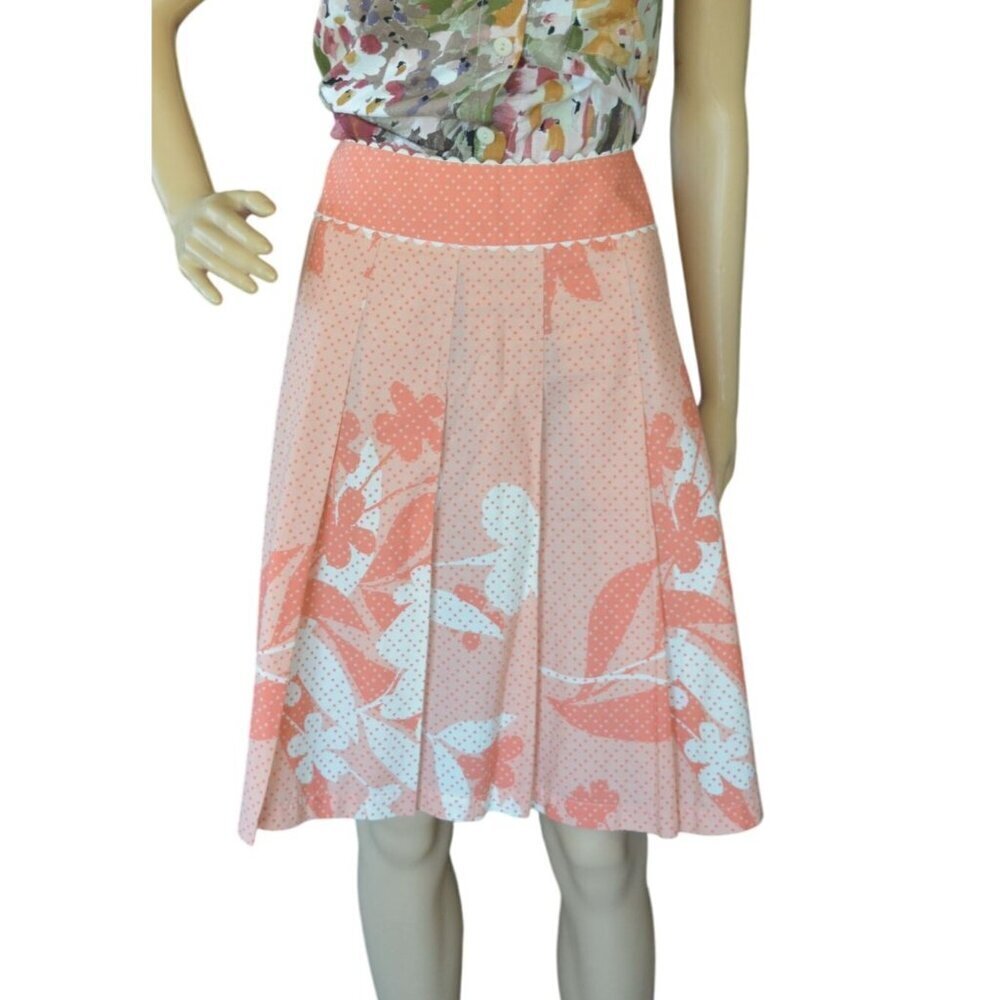 Vintage 90s y2k Liz Claiborne Pastel Cotton Floral Pleated Skirt Womens Size 8
